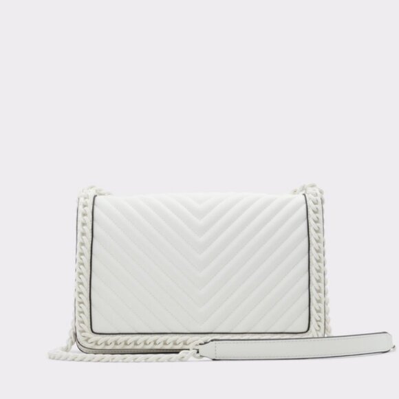ALDO Quilted Greenwald Handbag Crossbody Chain Women Purse White - Adjustable - Picture 1 of 4